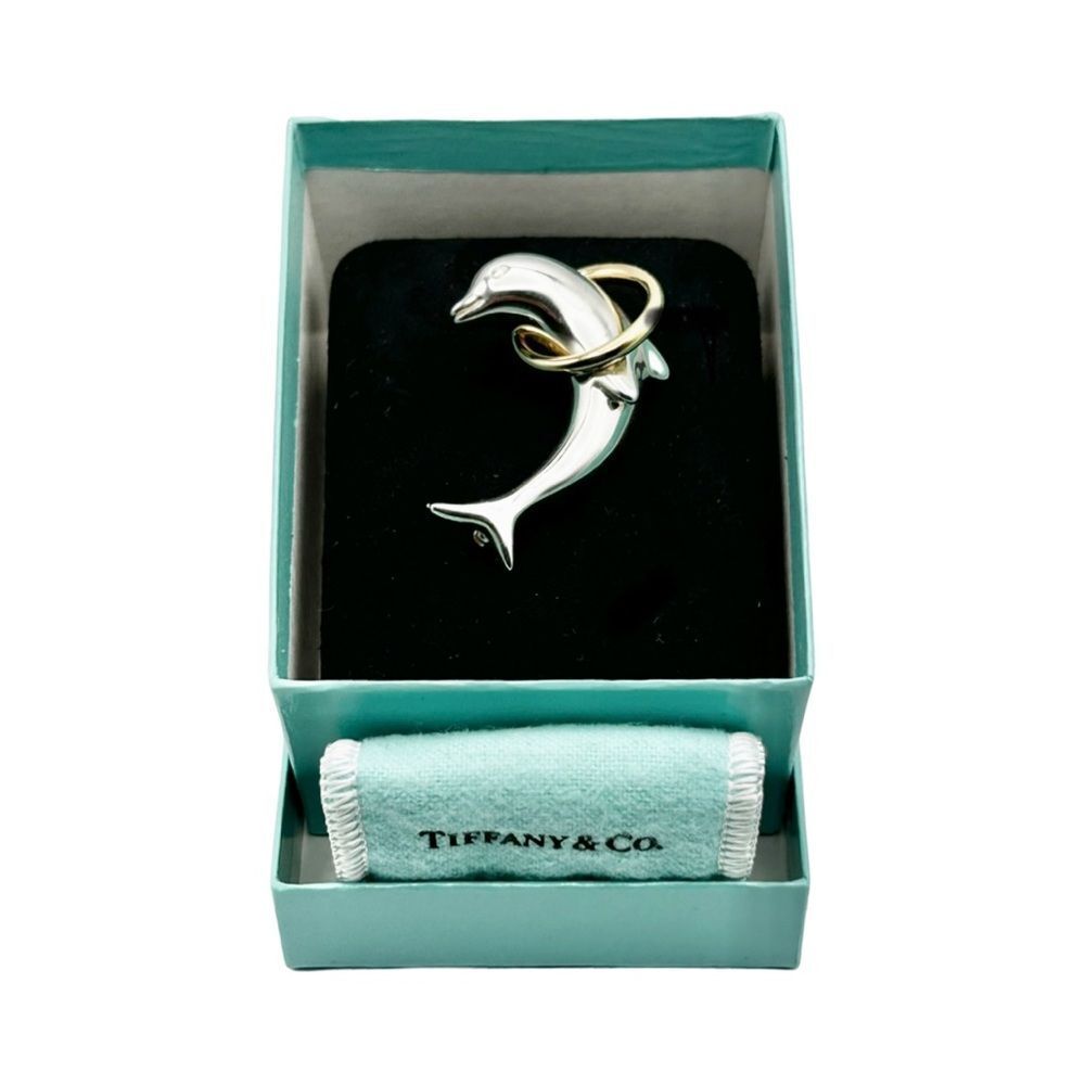 Tiffany & Co Vintage Sterling Silver & 18k Gold Dolphin Brooch - Picture 6 of 7